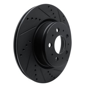 Tesla Model 3 Brake Rotor (1) - Front Right - R1 Concepts - Drilled & Slotted - Black - `17-`25